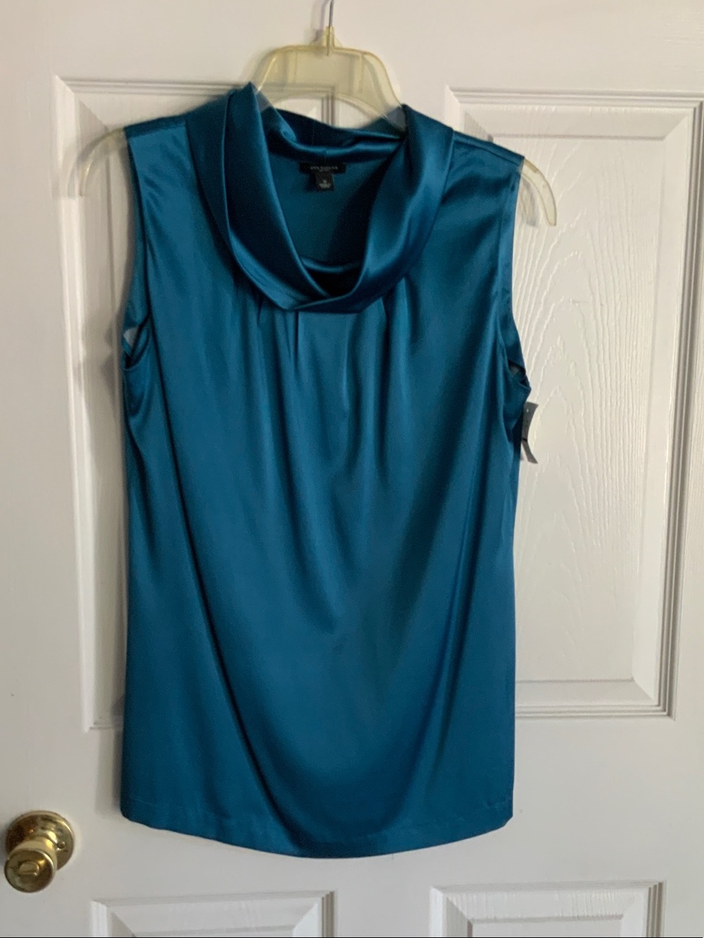 Ann Taylor Sleeveless Silk Teal Cowl Neck Women's Top